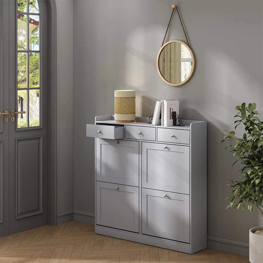 Skotipper Vitto Grå 100 x 99.5 cm med 3 skuffer og 4 folde rum Vicco