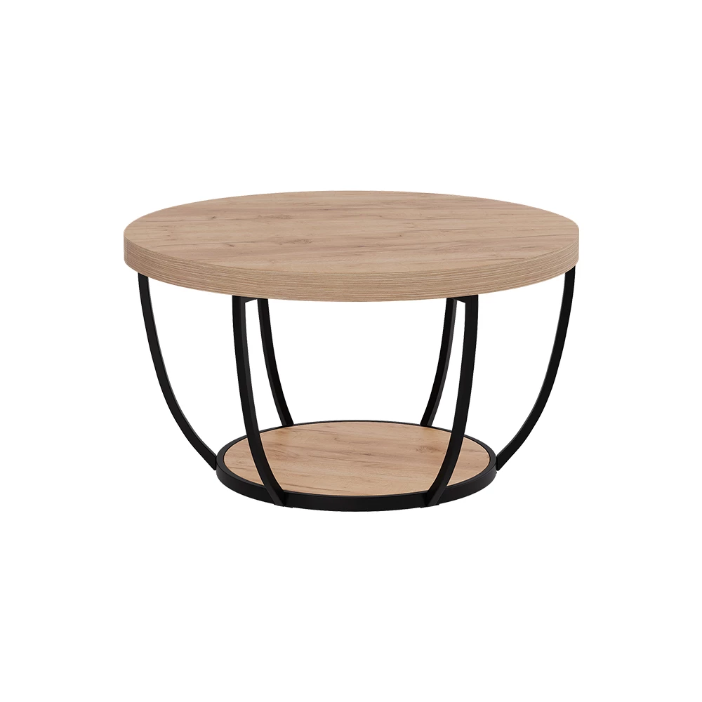 Table basse en Chêne de force doré sur fond blanc