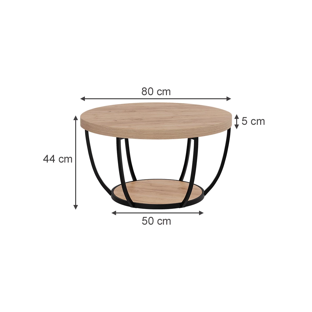 Table basse en Chêne de force doré sur fond blanc