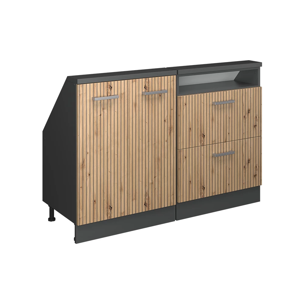 Dachschrägenschrank-Set in Artisan Eiche/Anthrazit auf weißem Hintergrund