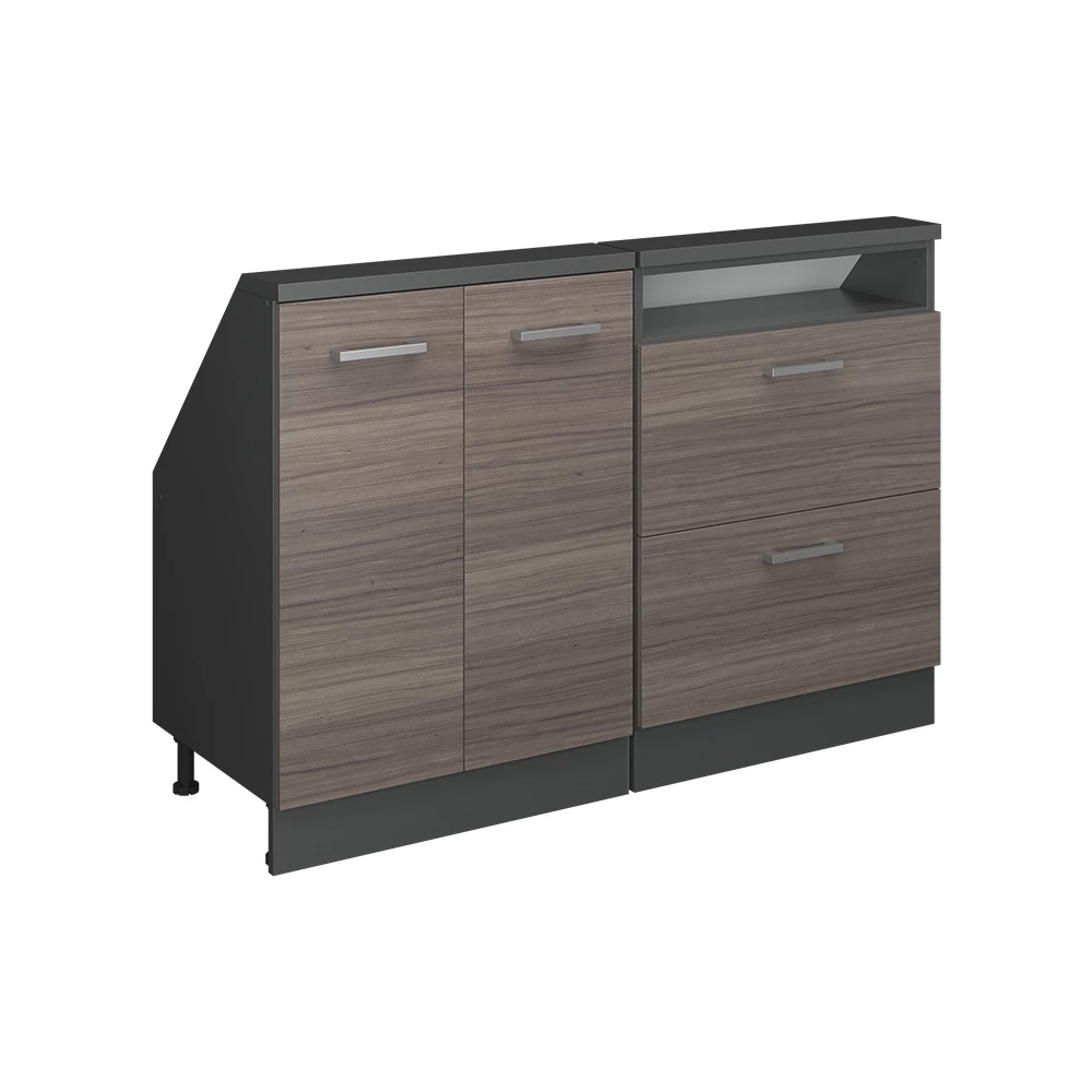 Dachschrägenschrank-Set in Edelgrau/Anthrazit auf weißem Hintergrund