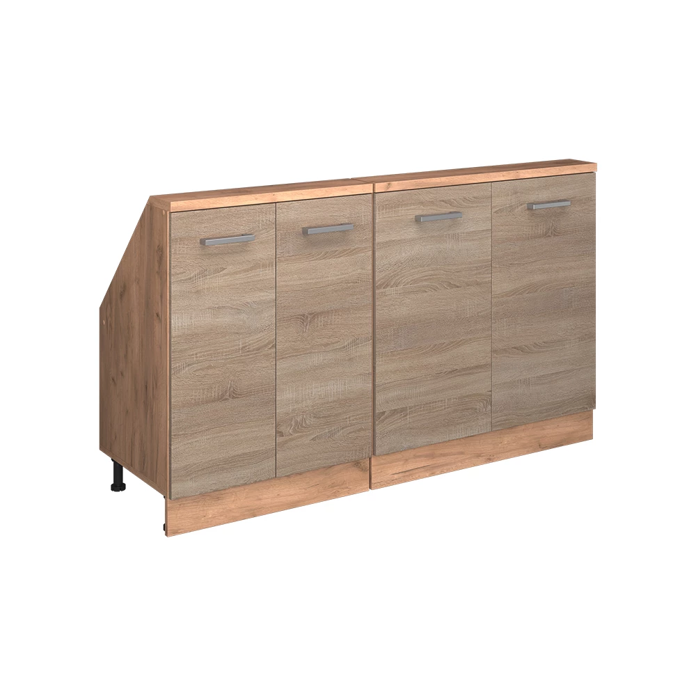 Dachschrägenschrank-Set in Sonoma/Goldkraft Eiche auf weißem Hintergrund