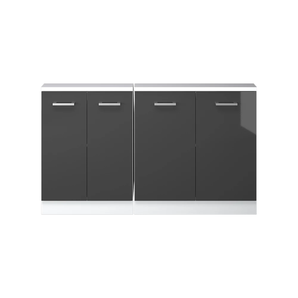 Nahaufnahme von Dachschrägenschrank-Set in Anthrazit Hochglanz/Weiß, zeigt Textur/Details