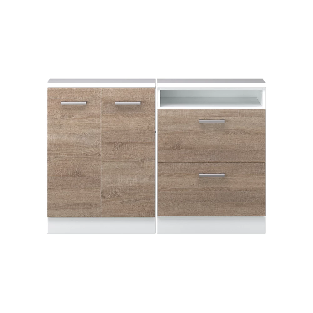 Nahaufnahme von Dachschrägenschrank-Set in Sonoma/Weiß, zeigt Textur/Details