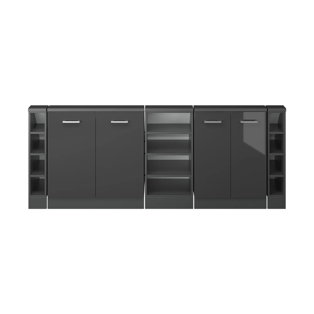 Gros plan de Ensembles de meuble de rangement sous pente en Anthracite brillant/anthracite, montrant la texture/les détails