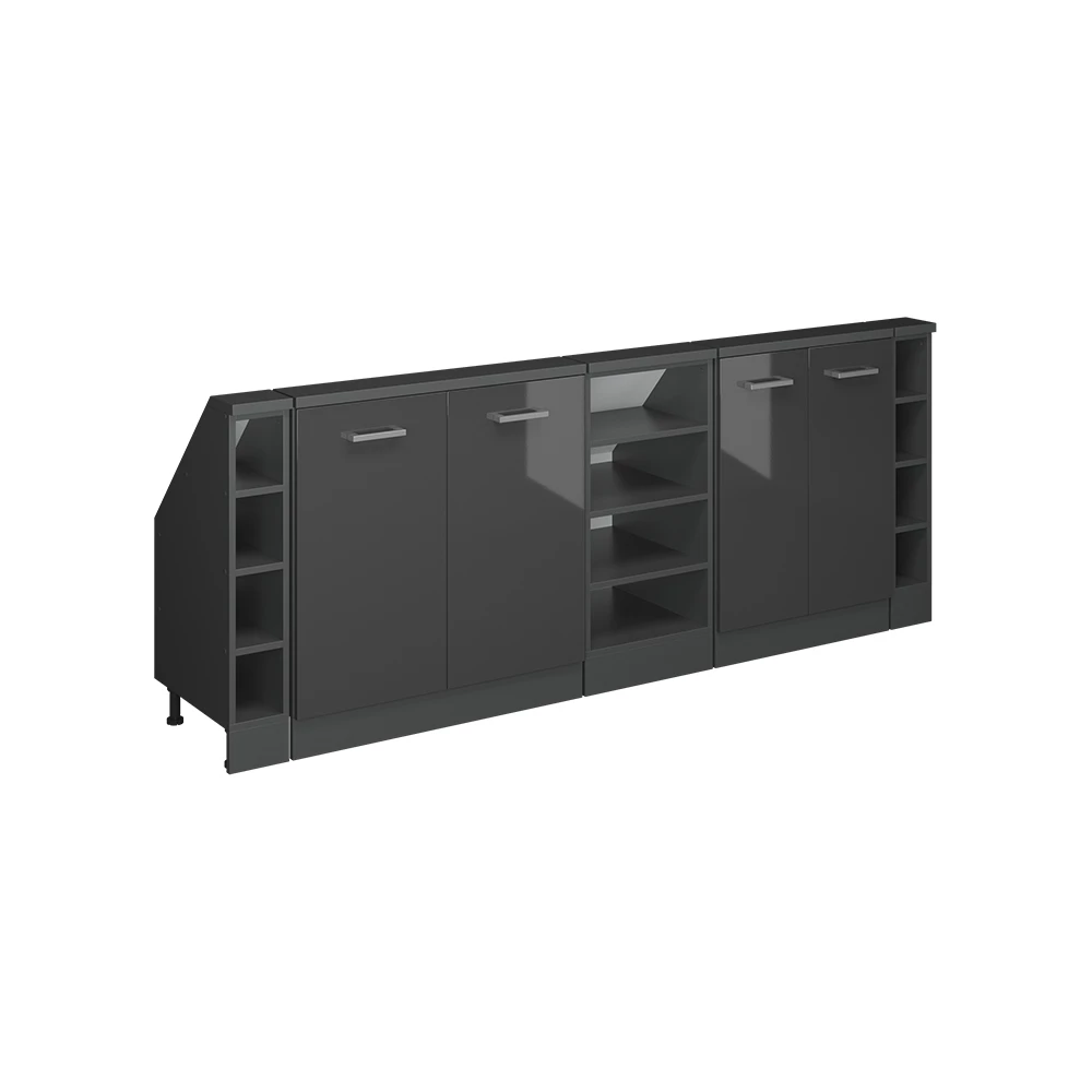 Ensembles de meuble de rangement sous pente en Anthracite brillant/anthracite sur fond blanc