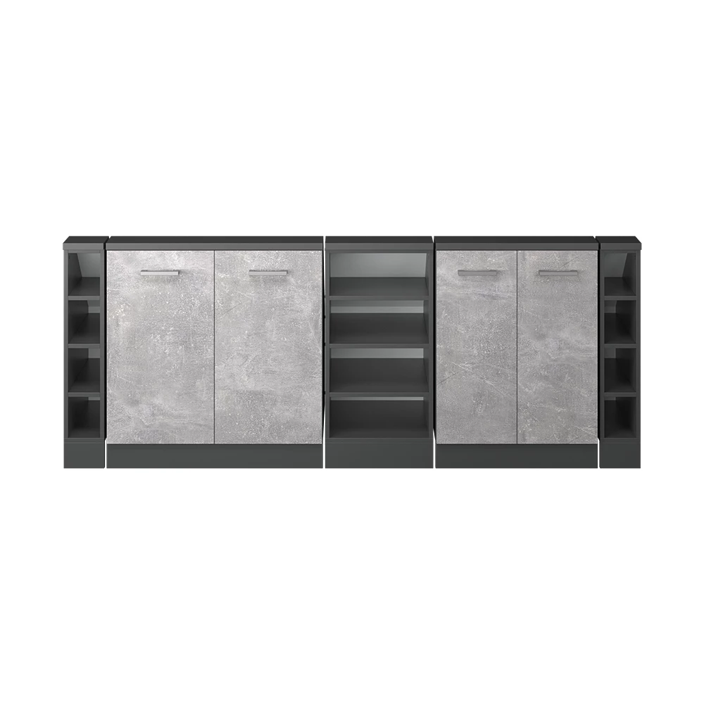 Gros plan de Ensembles de meuble de rangement sous pente en Béton/Anthracite, montrant la texture/les détails