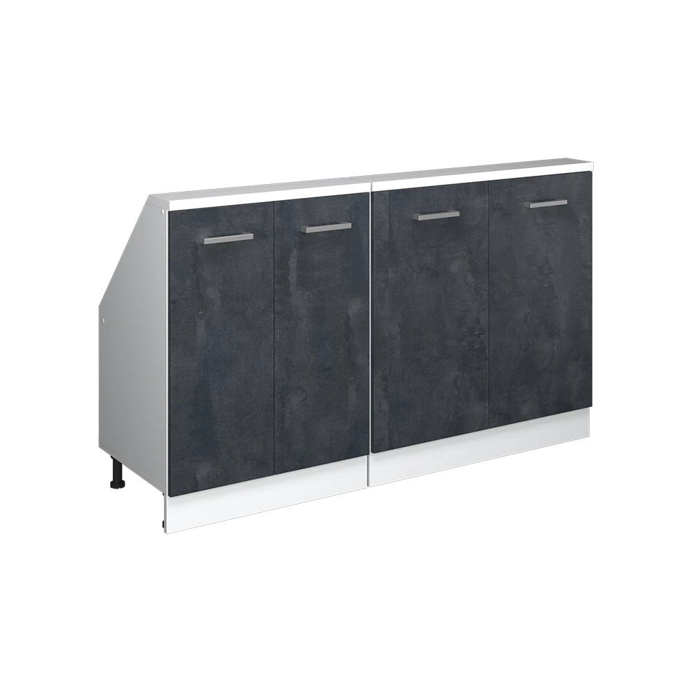 Dachschrägenschrank-Set in Schwarz Beton/Weiß auf weißem Hintergrund