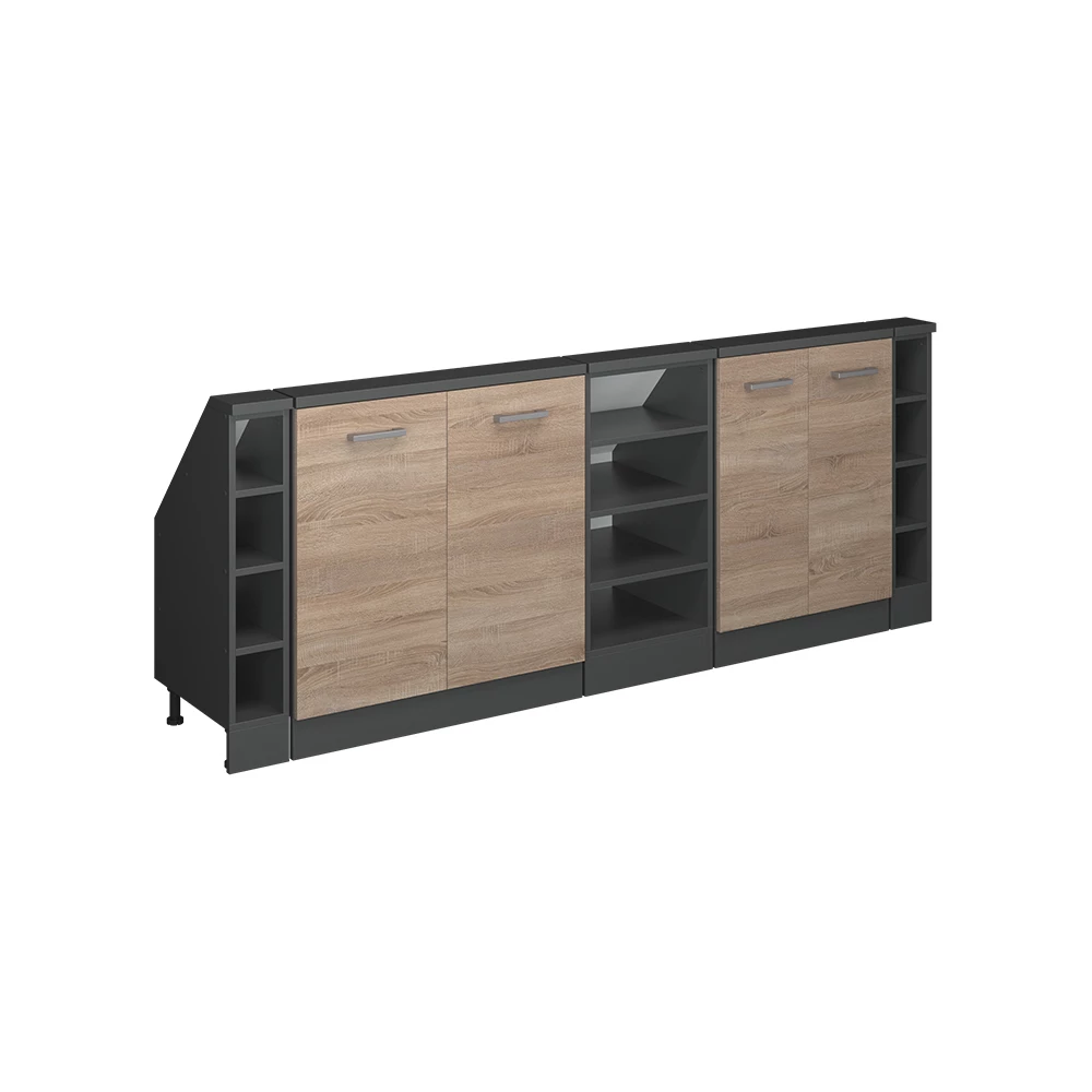 Dachschrägenschrank-Set in Sonoma/Anthrazit auf weißem Hintergrund