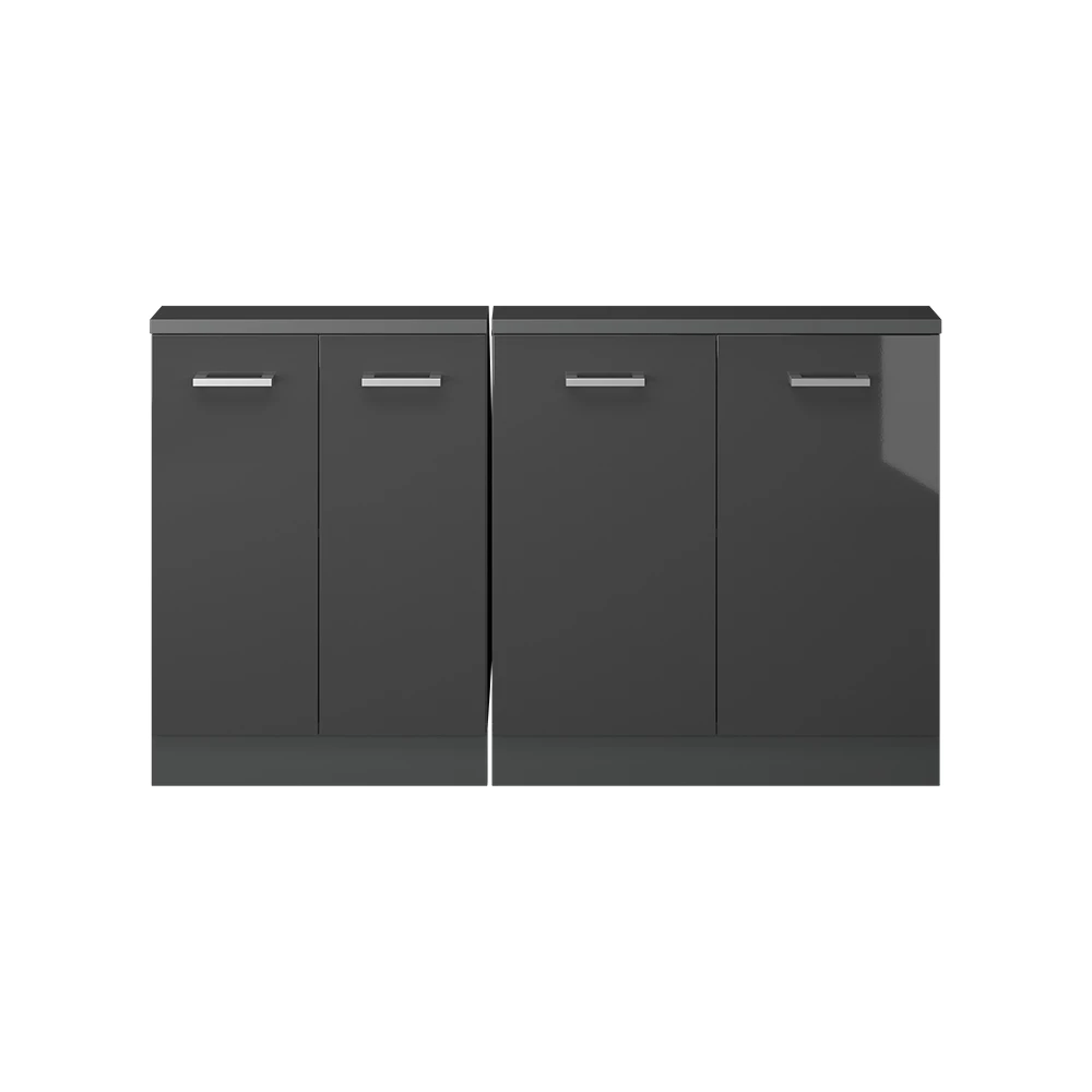 Nahaufnahme von Dachschrägenschrank-Set in Anthrazit Hochglanz/Anthrazit, zeigt Textur/Details