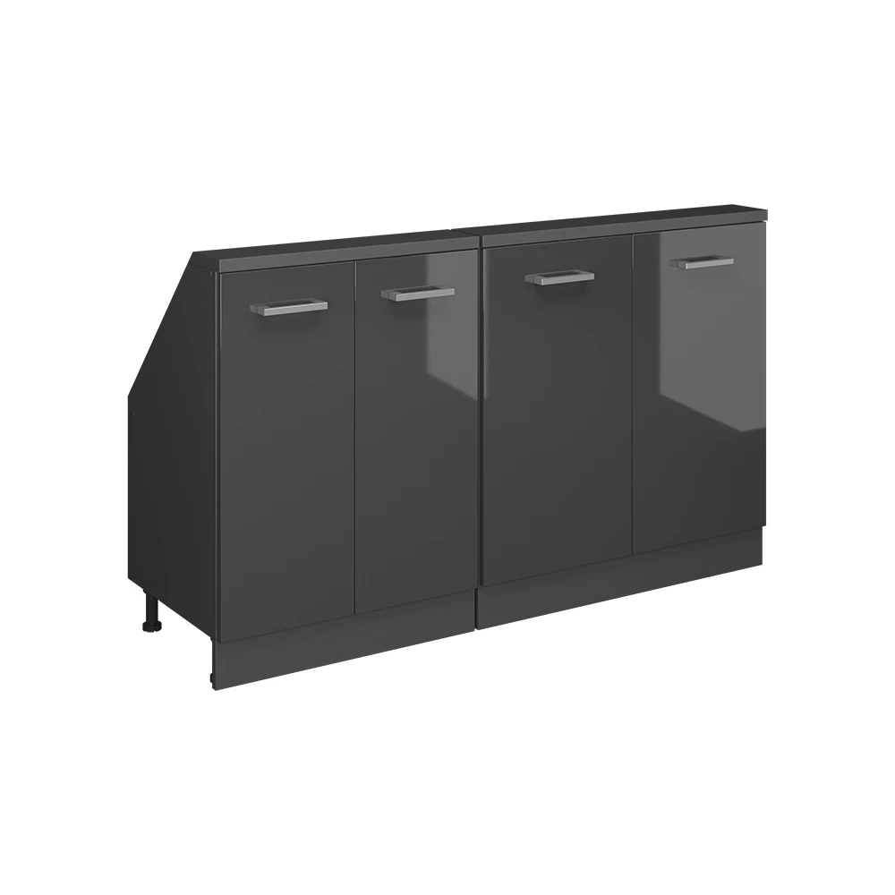 Dachschrägenschrank-Set in Anthrazit Hochglanz/Anthrazit auf weißem Hintergrund