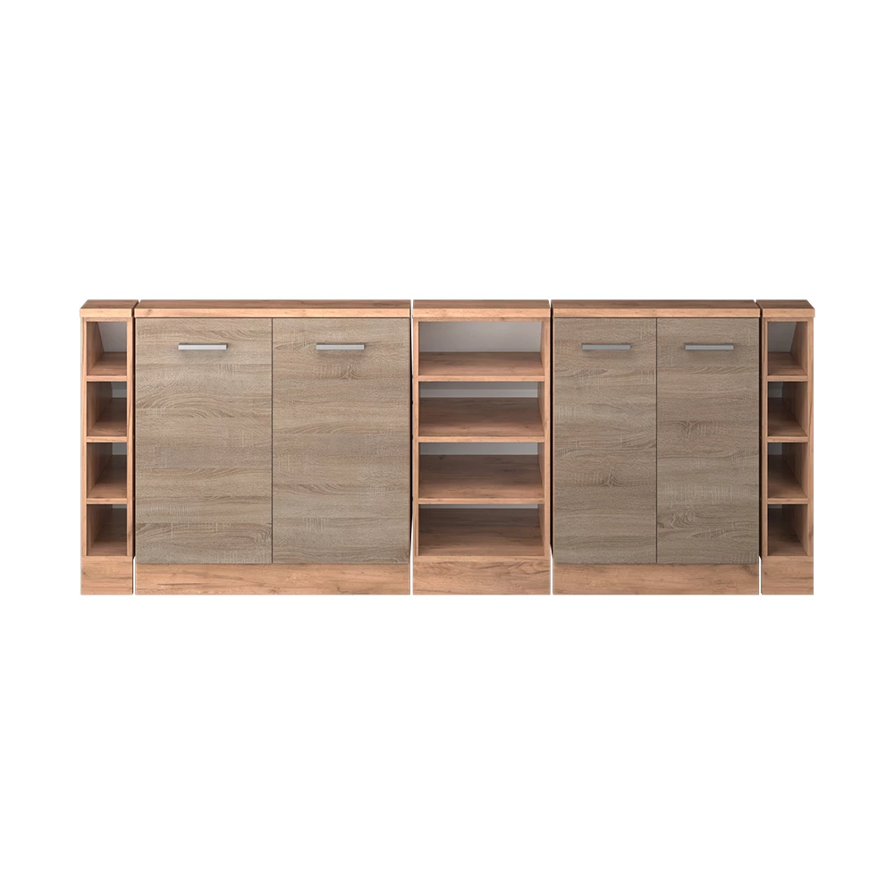 Nahaufnahme von Dachschrägenschrank-Set in Sonoma/Goldkraft Eiche, zeigt Textur/Details