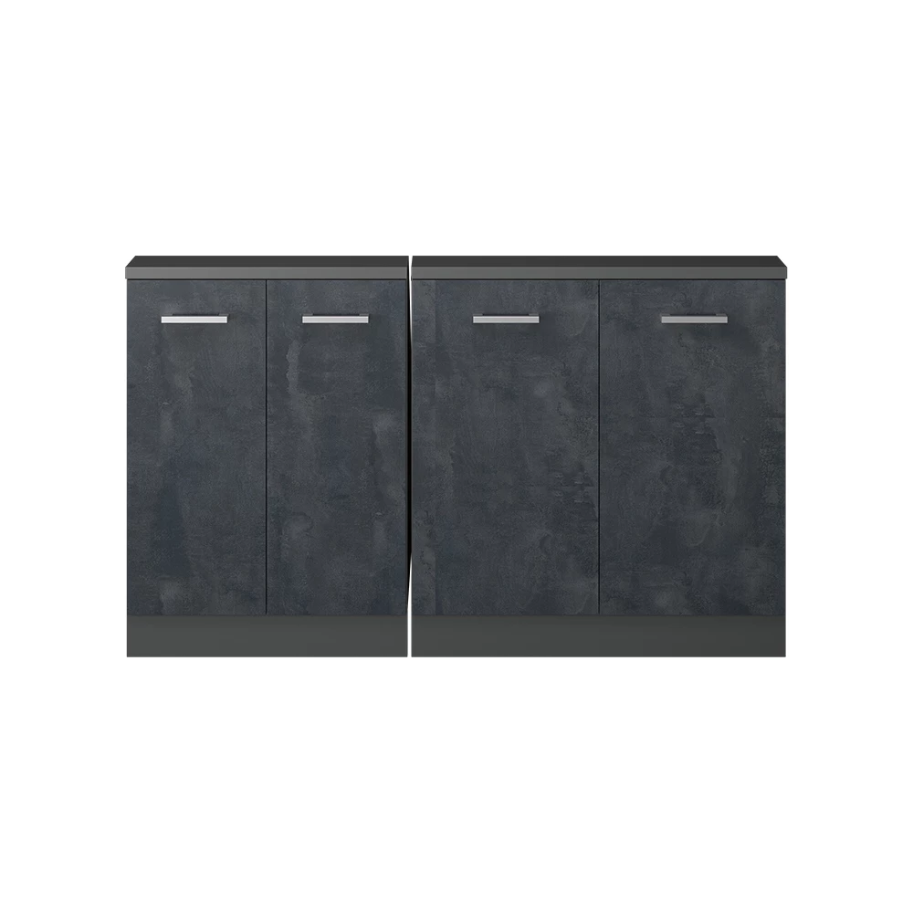 Nahaufnahme von Dachschrägenschrank-Set in Schwarz Beton/Anthrazit, zeigt Textur/Details