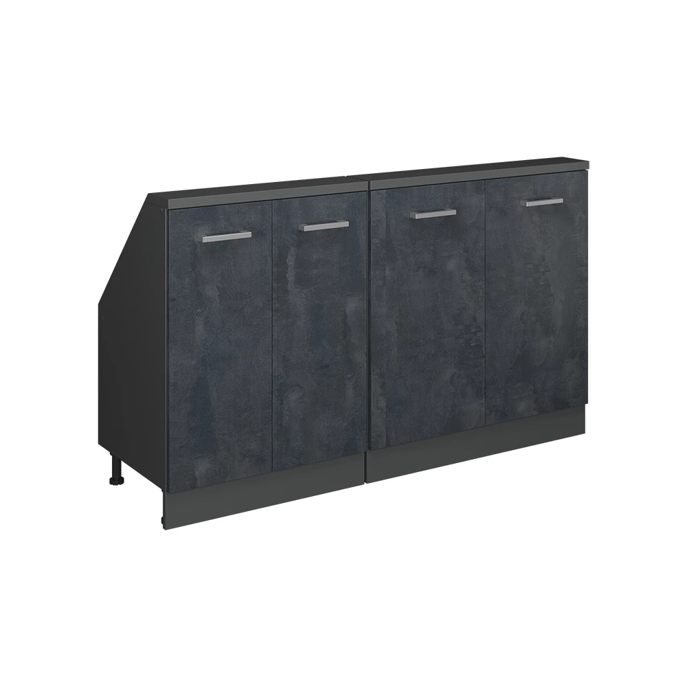 Dachschrägenschrank-Set in Schwarz Beton/Anthrazit auf weißem Hintergrund