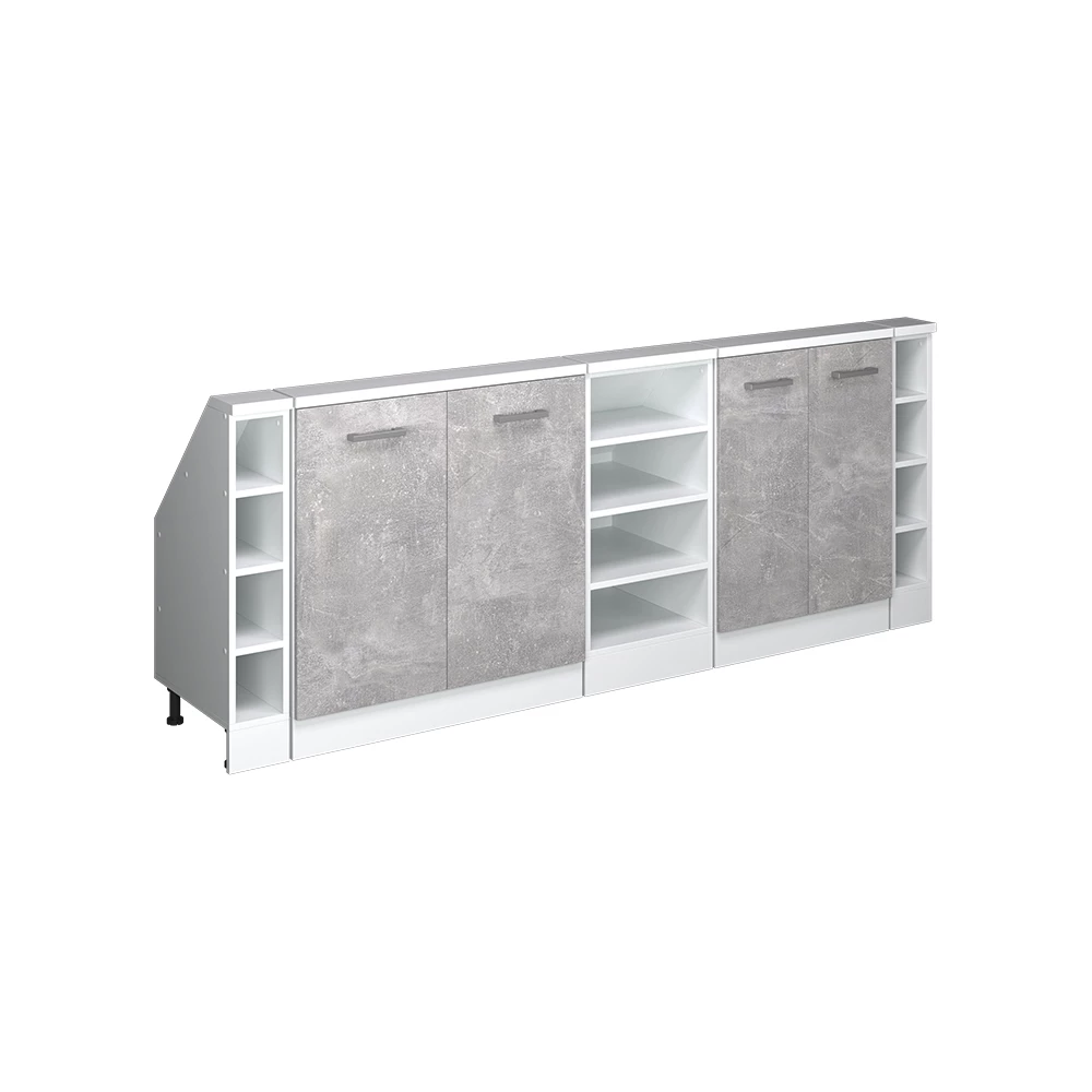 Ensembles de meuble de rangement sous pente en Béton/blanc sur fond blanc