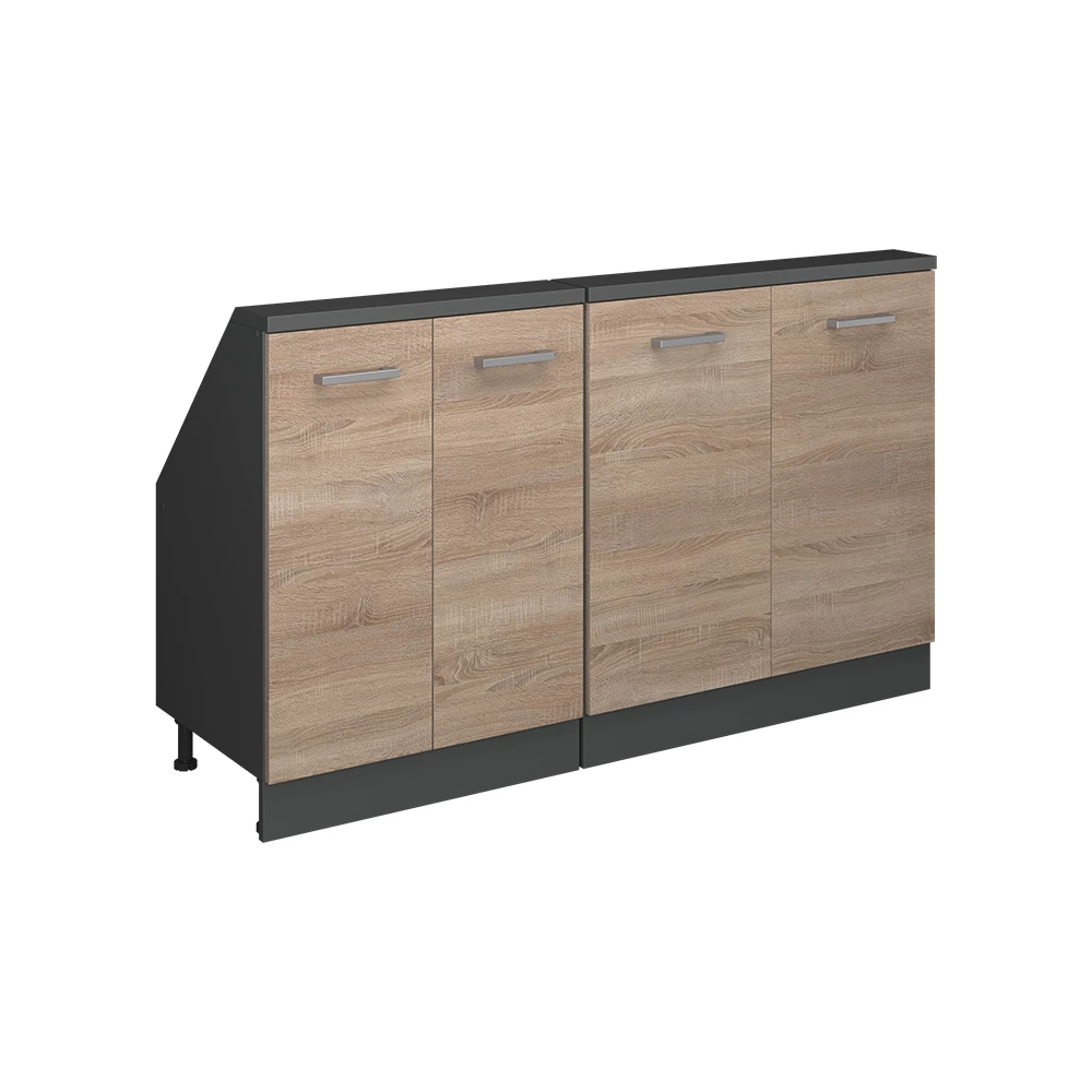 Dachschrägenschrank-Set in Sonoma/Anthrazit auf weißem Hintergrund