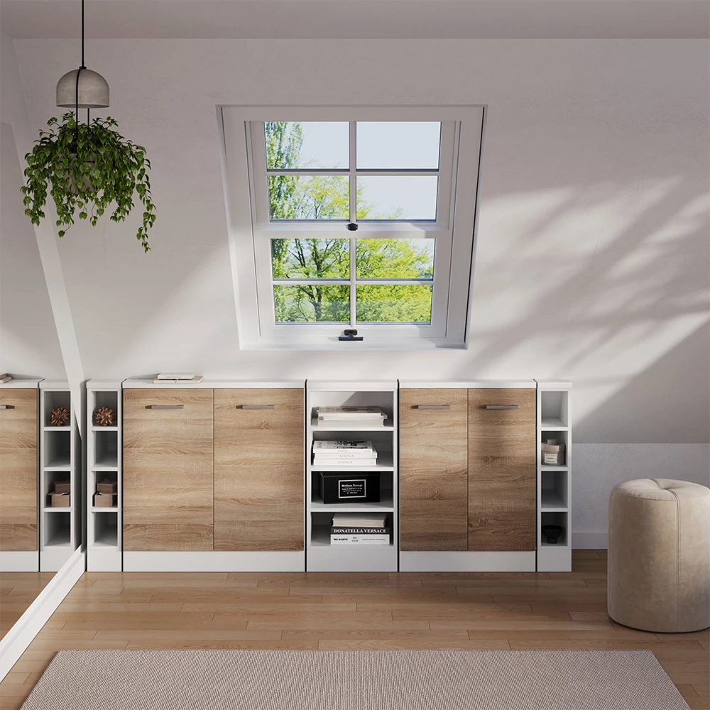 Set de dulapuri pentru acoperișuri în pantă in Sonoma/Alb on white background