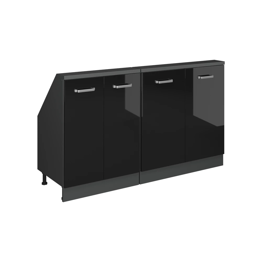 Dachschrägenschrank-Set in Schwarz Hochglanz/Anthrazit auf weißem Hintergrund