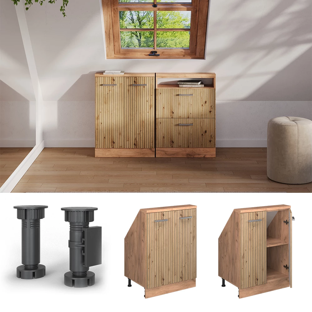 Šikmá skriňa in Dub remeselný/dub Goldkraft on white background