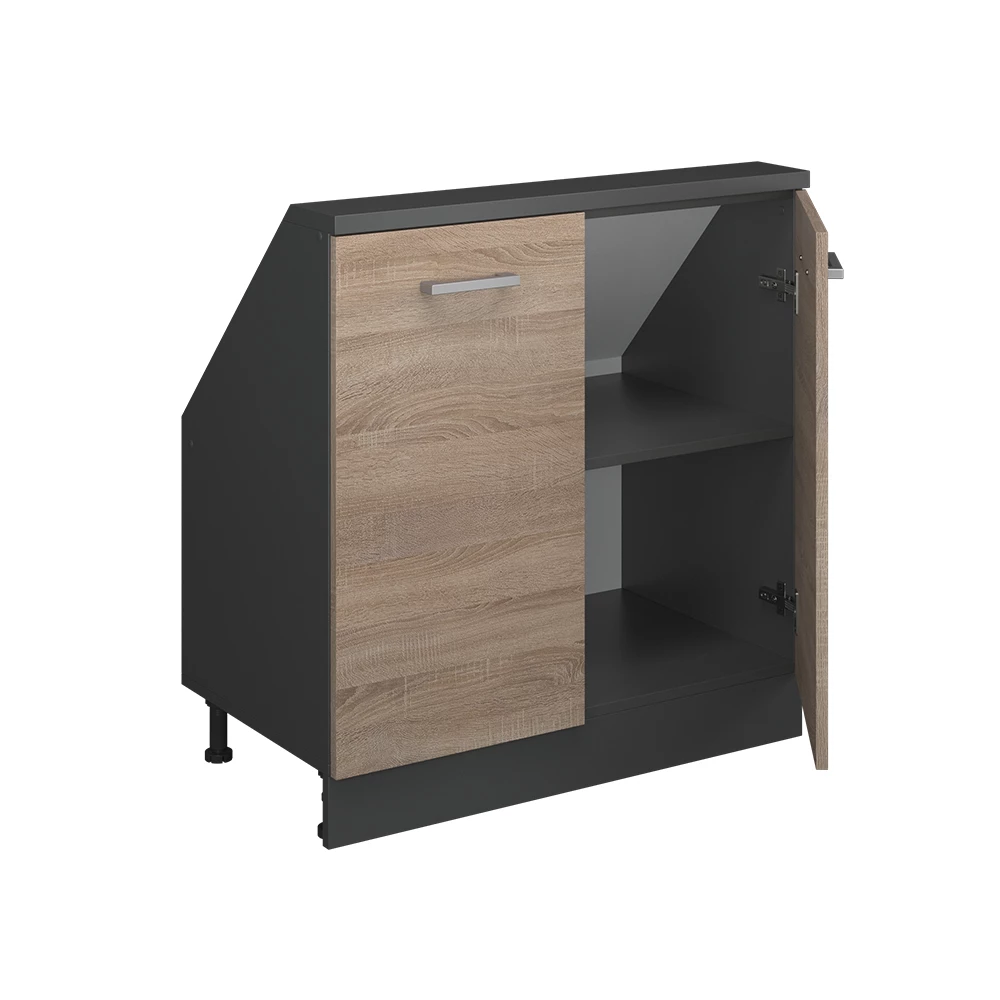 Nahaufnahme von Dachschrägenschrank in Sonoma/Anthrazit, zeigt Textur/Details