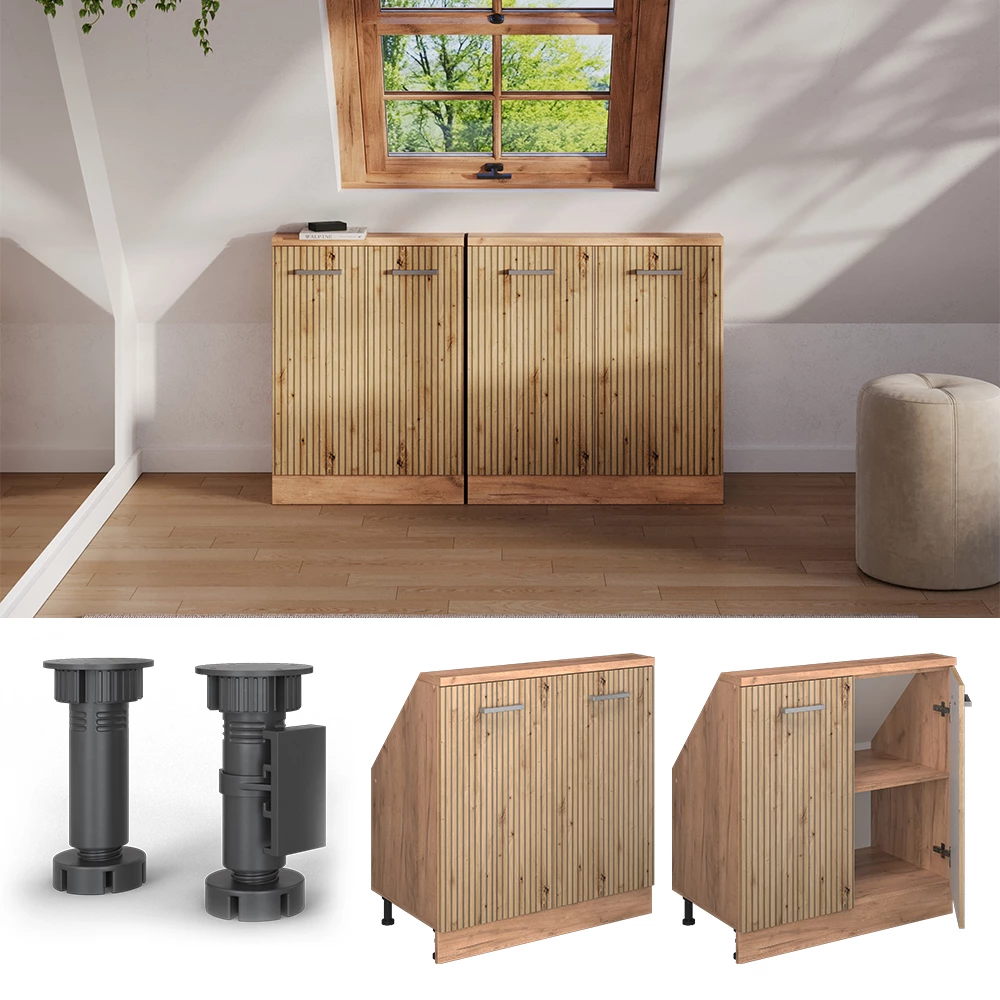 Šikmá skriňa in Dub remeselný/dub Goldkraft on white background