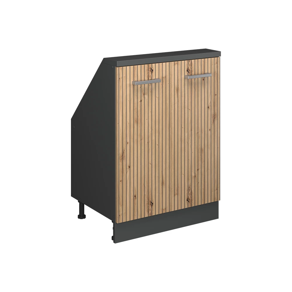 Viistokaappi in Käsityöläinen tammi/antrasiitti on white background