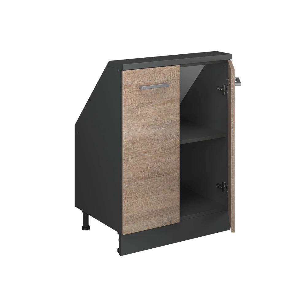 Gros plan de Meuble de rangement sous pente en Sonoma/Anthracite, montrant la texture/les détails