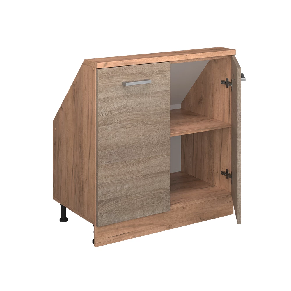 Nahaufnahme von Dachschrägenschrank in Sonoma/Goldkraft Eiche, zeigt Textur/Details