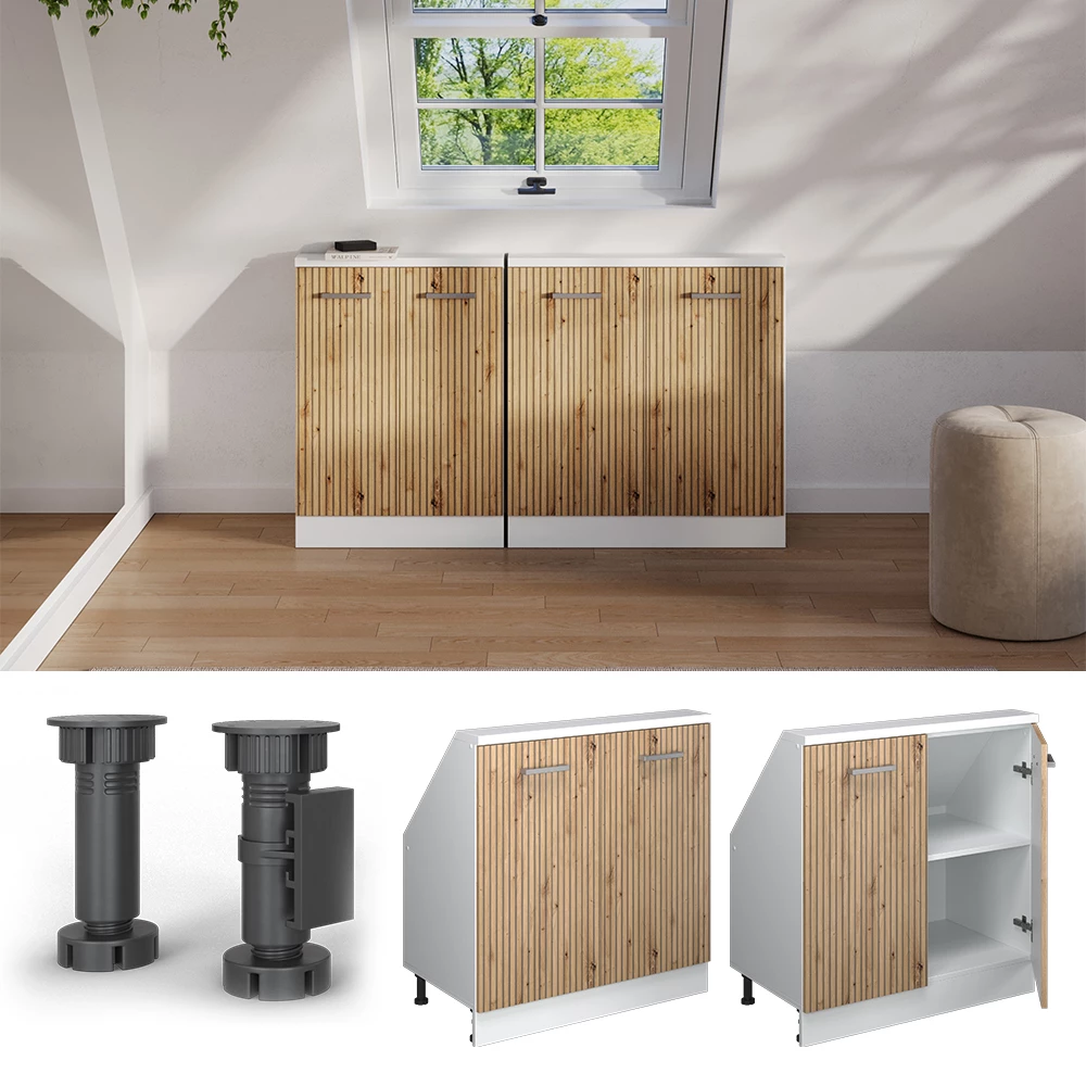 Šikmá skriňa in Dub remeselný/biely on white background