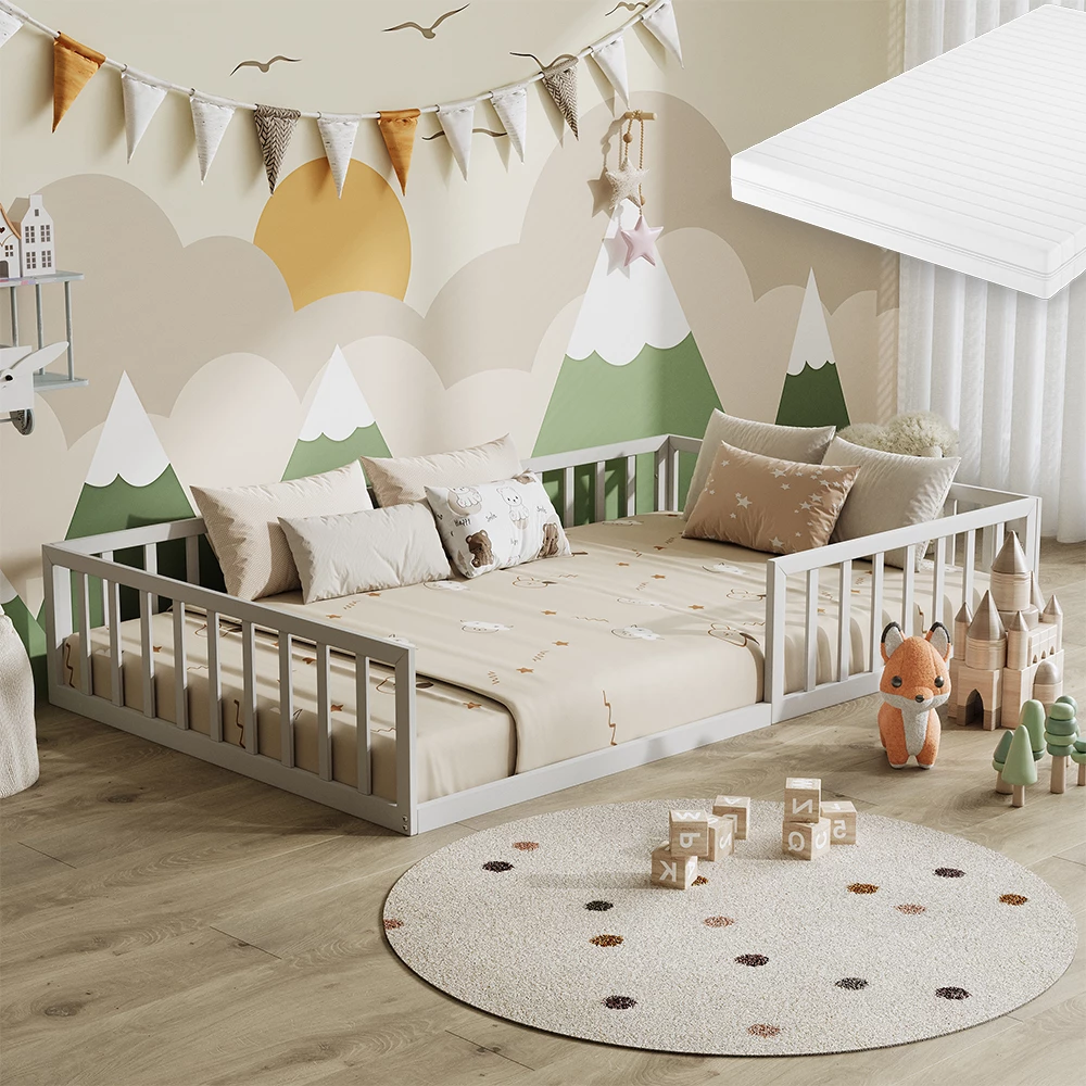 Lit pour enfant en Blanc, présenté dans un décor ambiant avec décoration