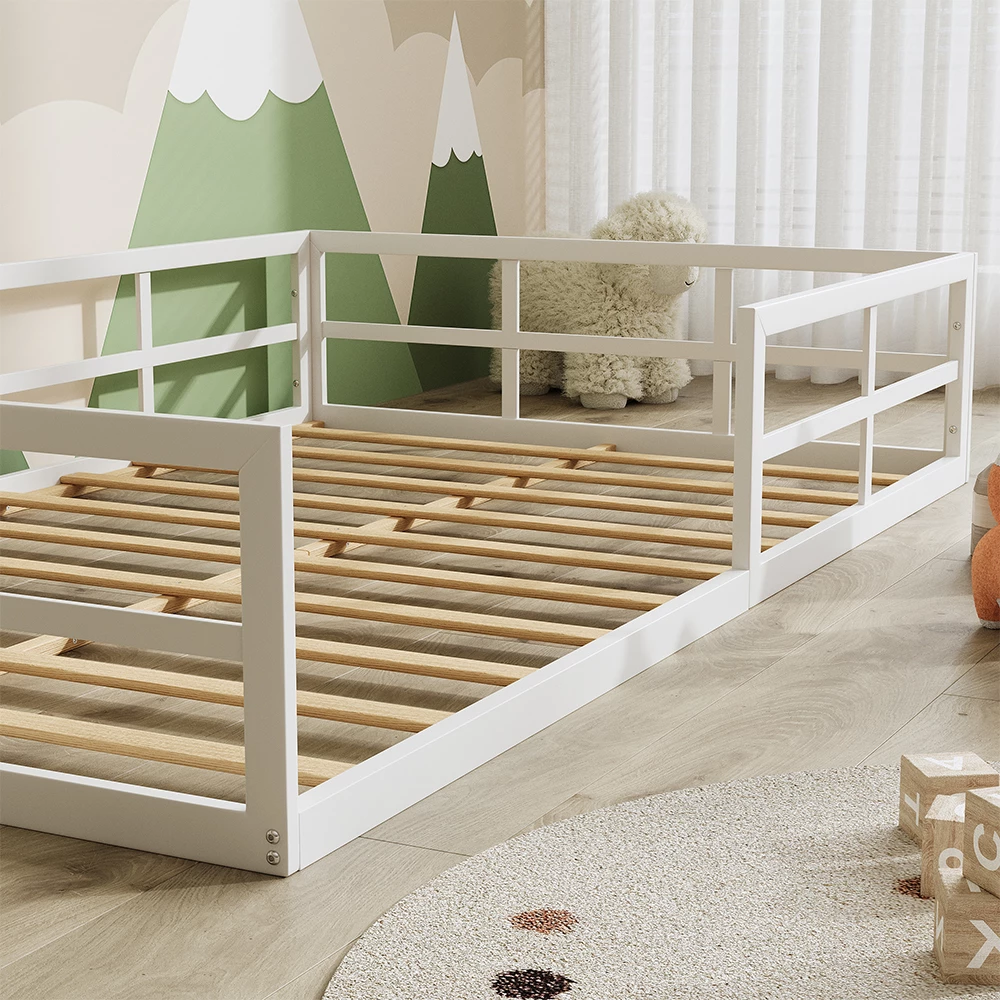 Gros plan de Lit pour enfant en Blanc, montrant la texture/les détails