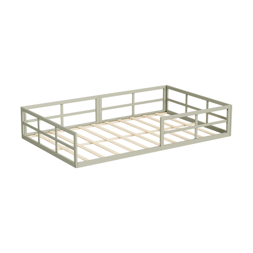 Kinderbed in Grijs op een witte achtergrond