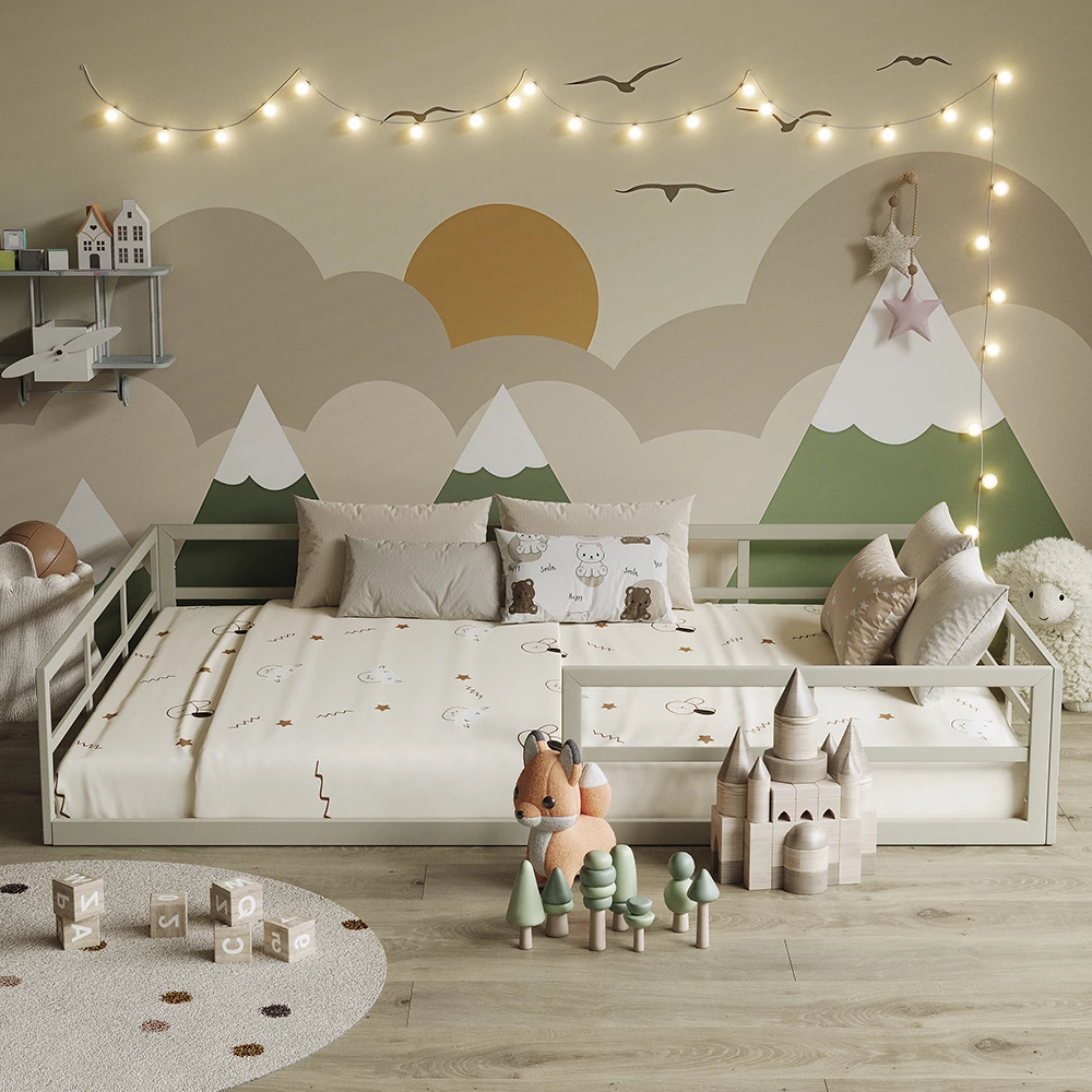 Lit pour enfant Minno Grège 205x145cm sans matelas Vitalispa