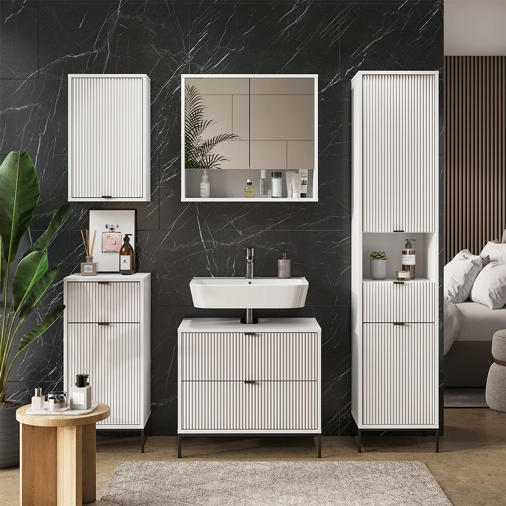 Mobile sottolavabo per bagno Eliza Bianco 70 x 63 cm Con 2 cassetti estraibili Vicco