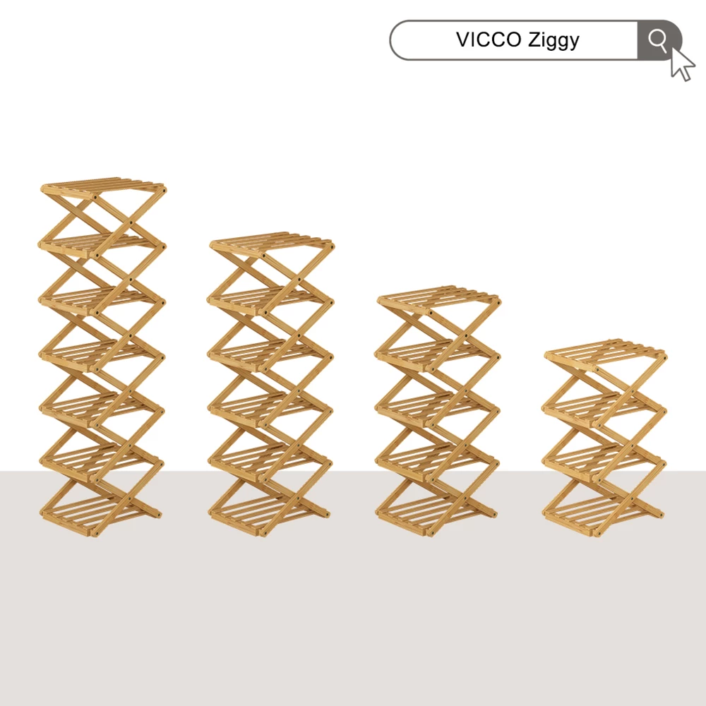 Schoenenkast Ziggy Bamboe 26 x 52 cm met 4 compartimenten Vicco