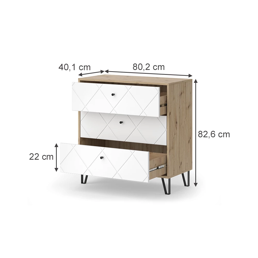 Comoda in Stejar artizanal on white background