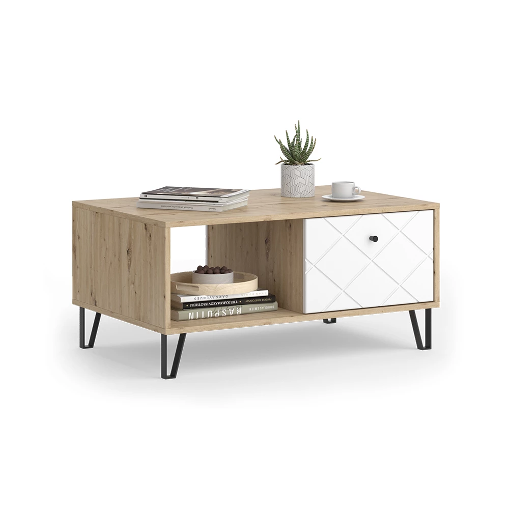 Salontafel Wabi - Eiken met lades nodig Salontafel Wabi - Eiken met lades nodig