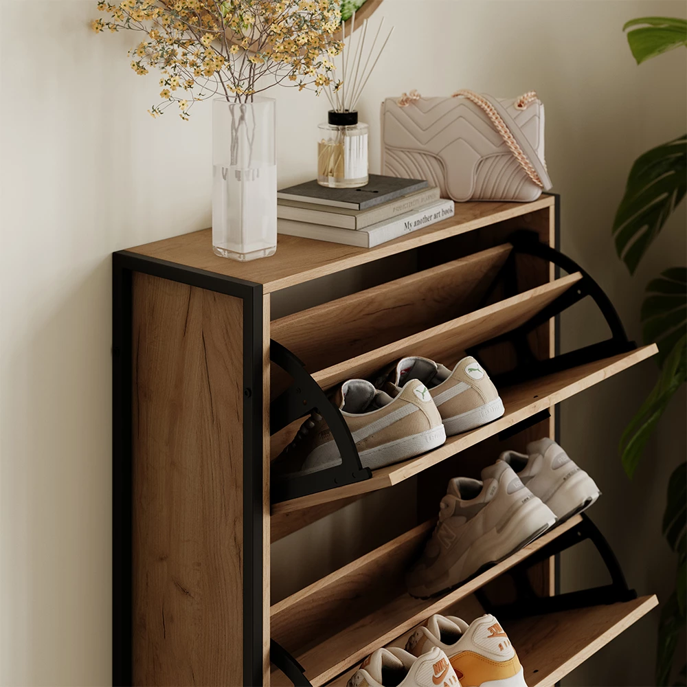 Nærbillede af Skotipper i farven Goldkraft eg/sort, der viser struktur/detaljer