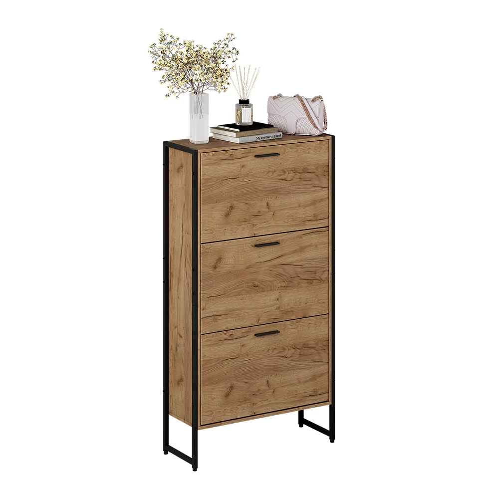 Skotipper i farven Goldkraft eg/sort på hvid baggrund med dekorative elementer