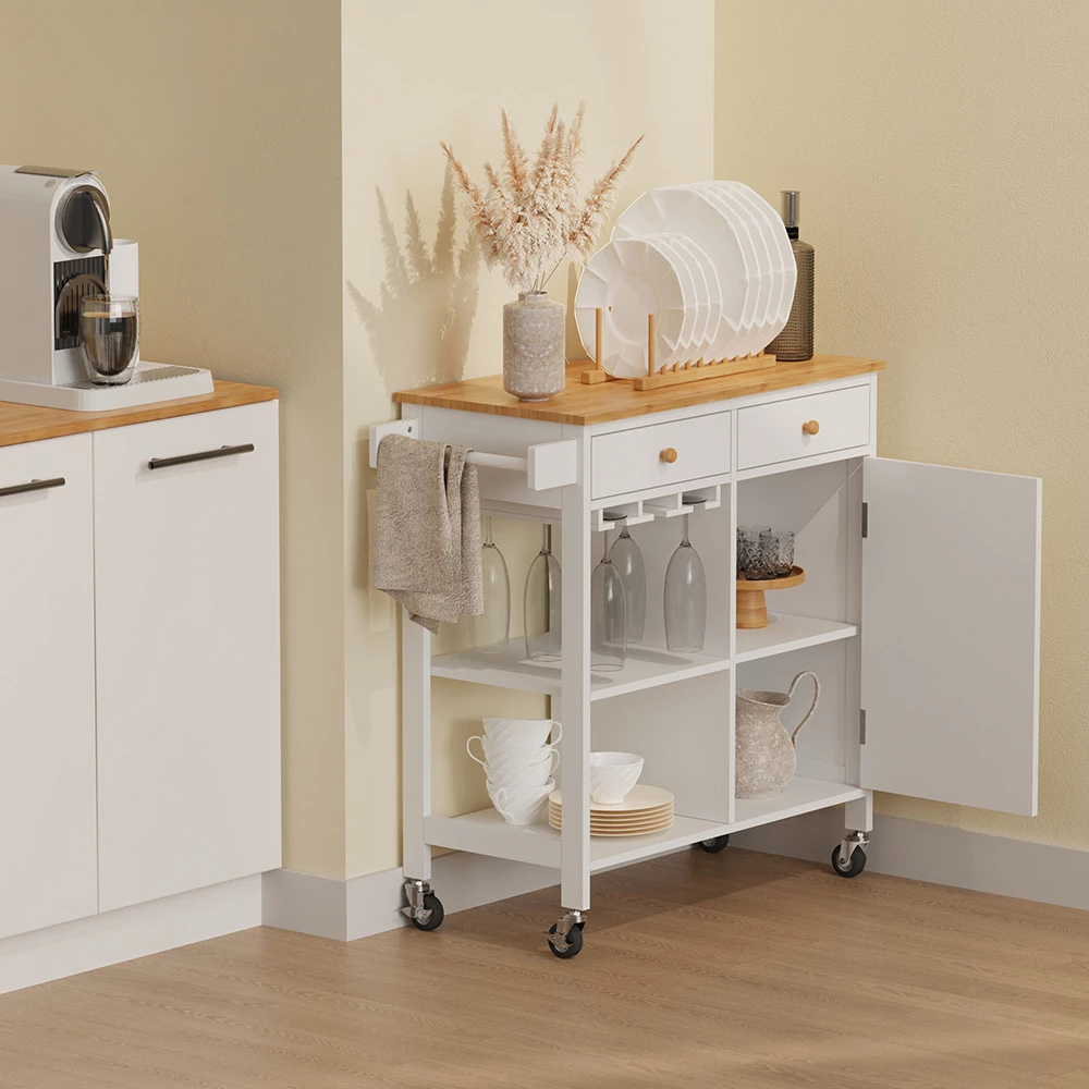 Küchenwagen Trayz Weiß 89 x 87 cm mit Rollen Vicco № 28522