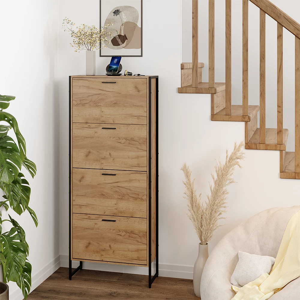 Skotipper Folda Goldkraft eg/sort 63 x 152.5 cm med 4 kiprum Vicco