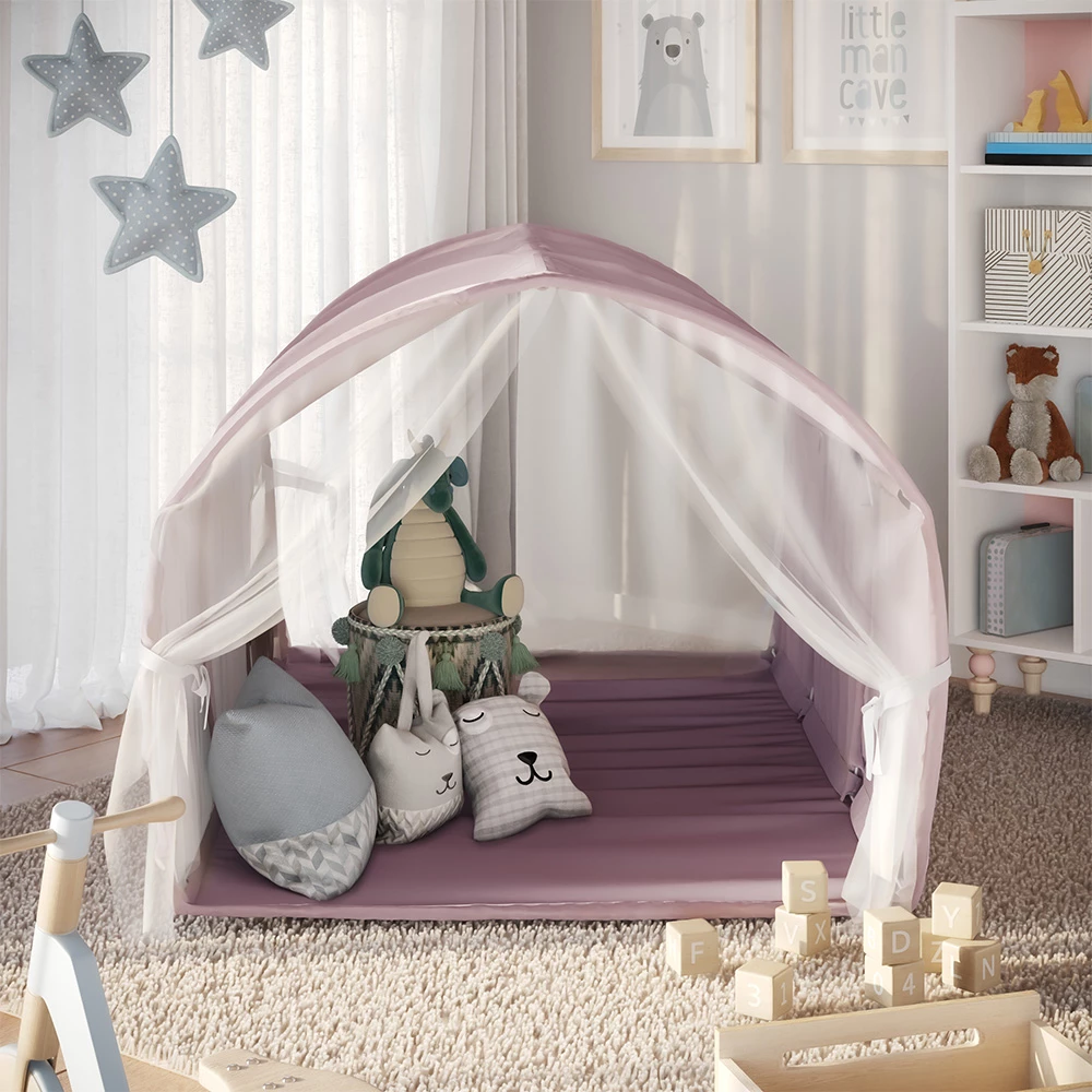 Tunnelzelt Kubby Rosa 100 x 80 cm mit Fenster und Netz Vitalispa