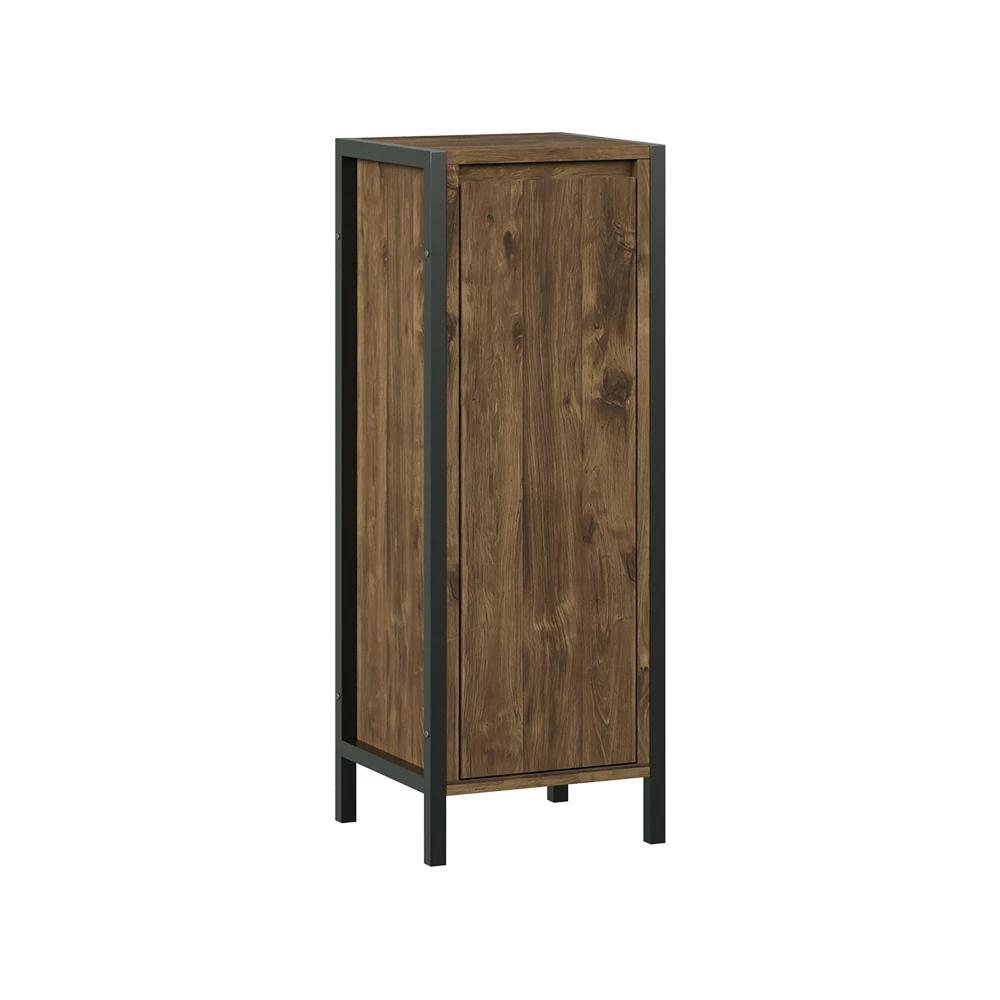 Midischrank in Eiche/Schwarz auf weißem Hintergrund