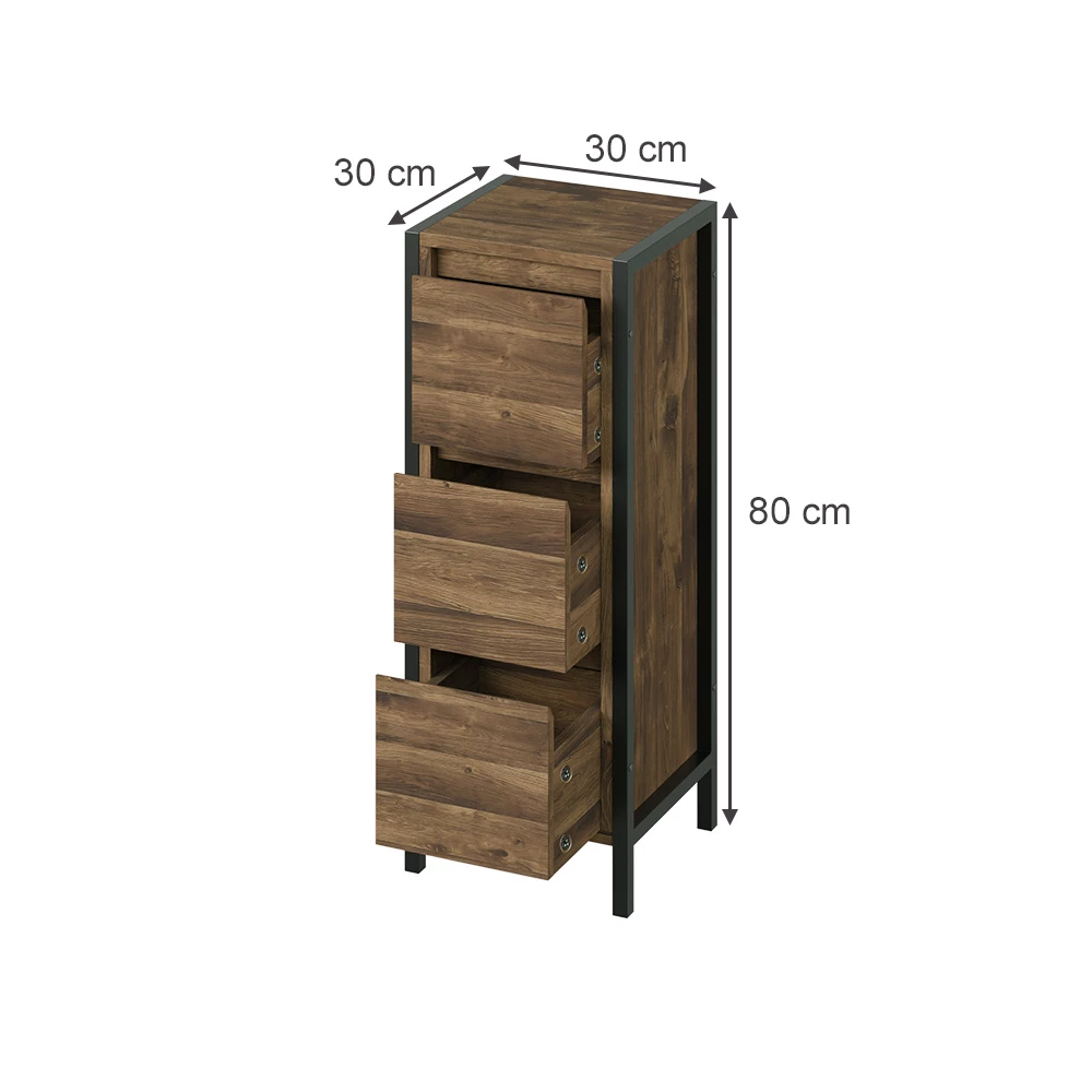 Dulap Midi in Stejar/negru on white background