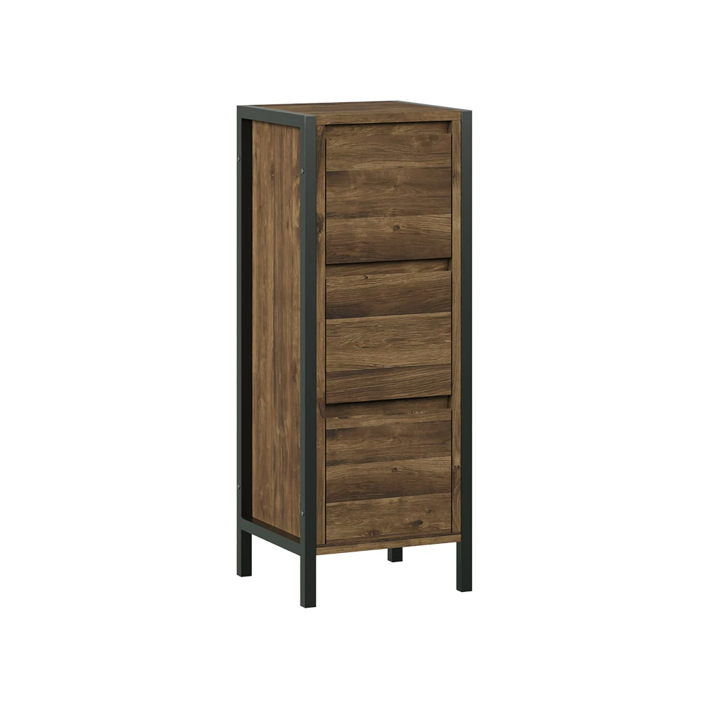 Midischrank in Eiche/Schwarz auf weißem Hintergrund