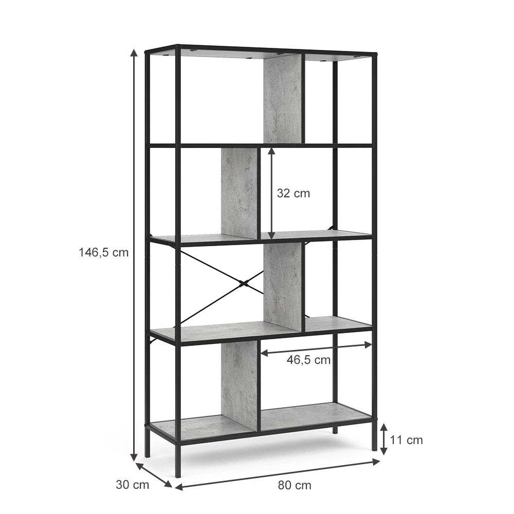Raumteiler in Beton auf weißem Hintergrund mit sichtbaren Maßen