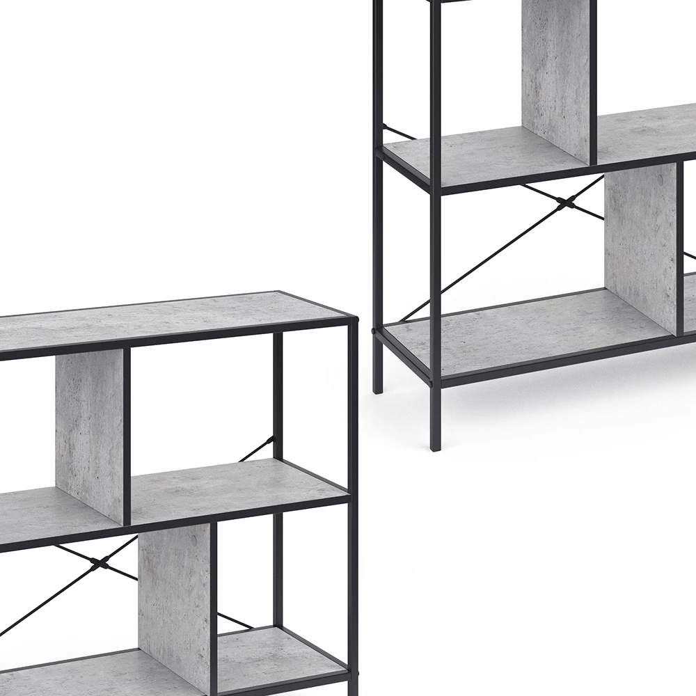 Nahaufnahme von Raumteiler in Beton, zeigt Design- und Oberflächendetails