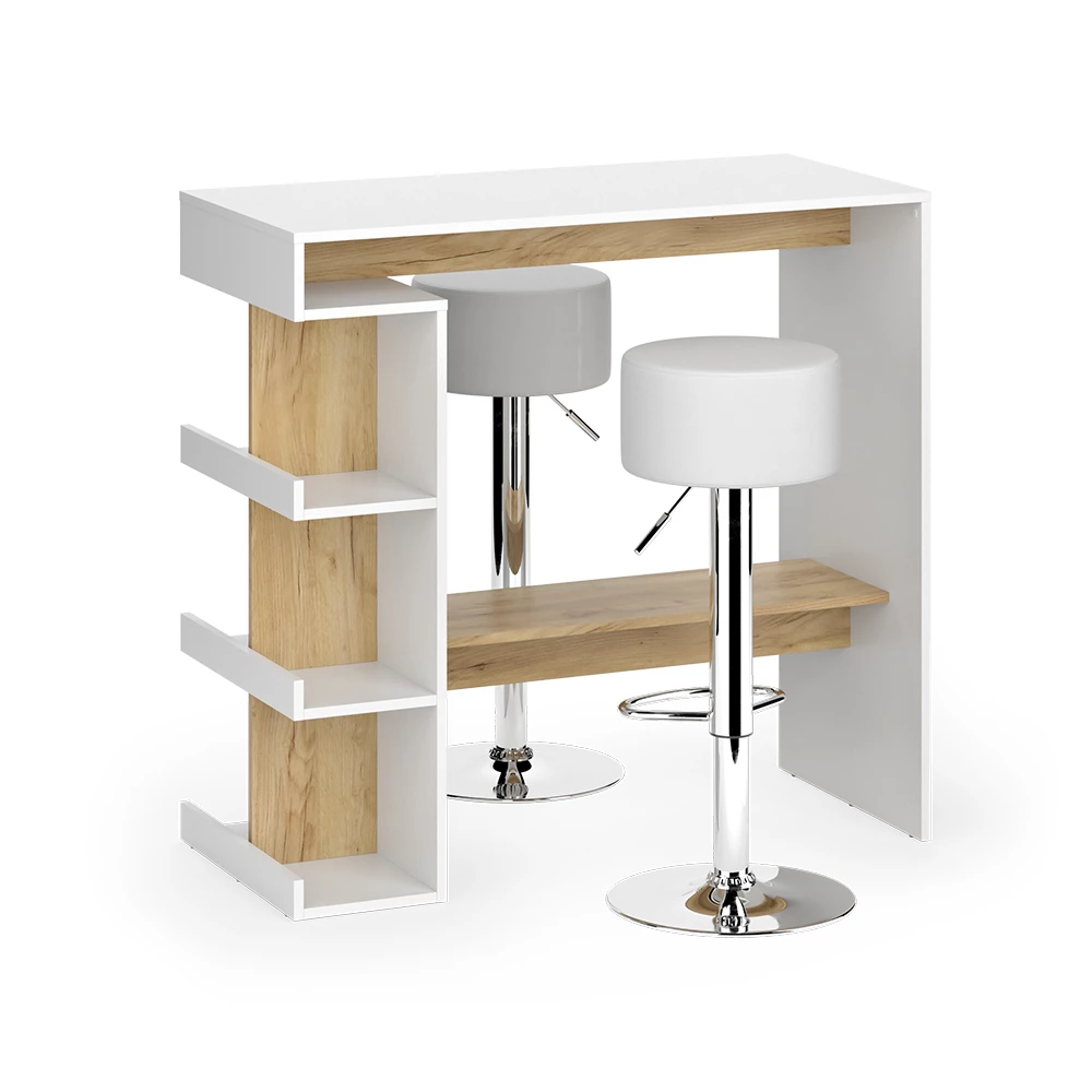 Barbordssæt i farven Hvid/gylden eg på hvid baggrund