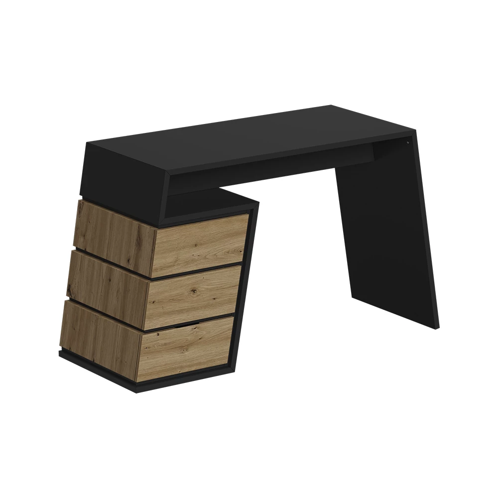 Schreibtisch in Anthrazit/Eiche auf weißem Hintergrund