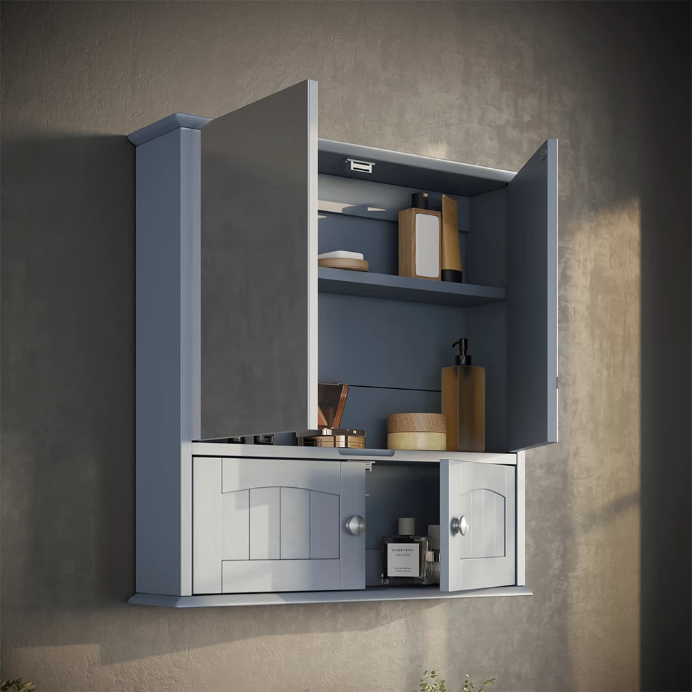 Specchio contenitore bagno Bianco Grigio 56 x 58 cm Vicco